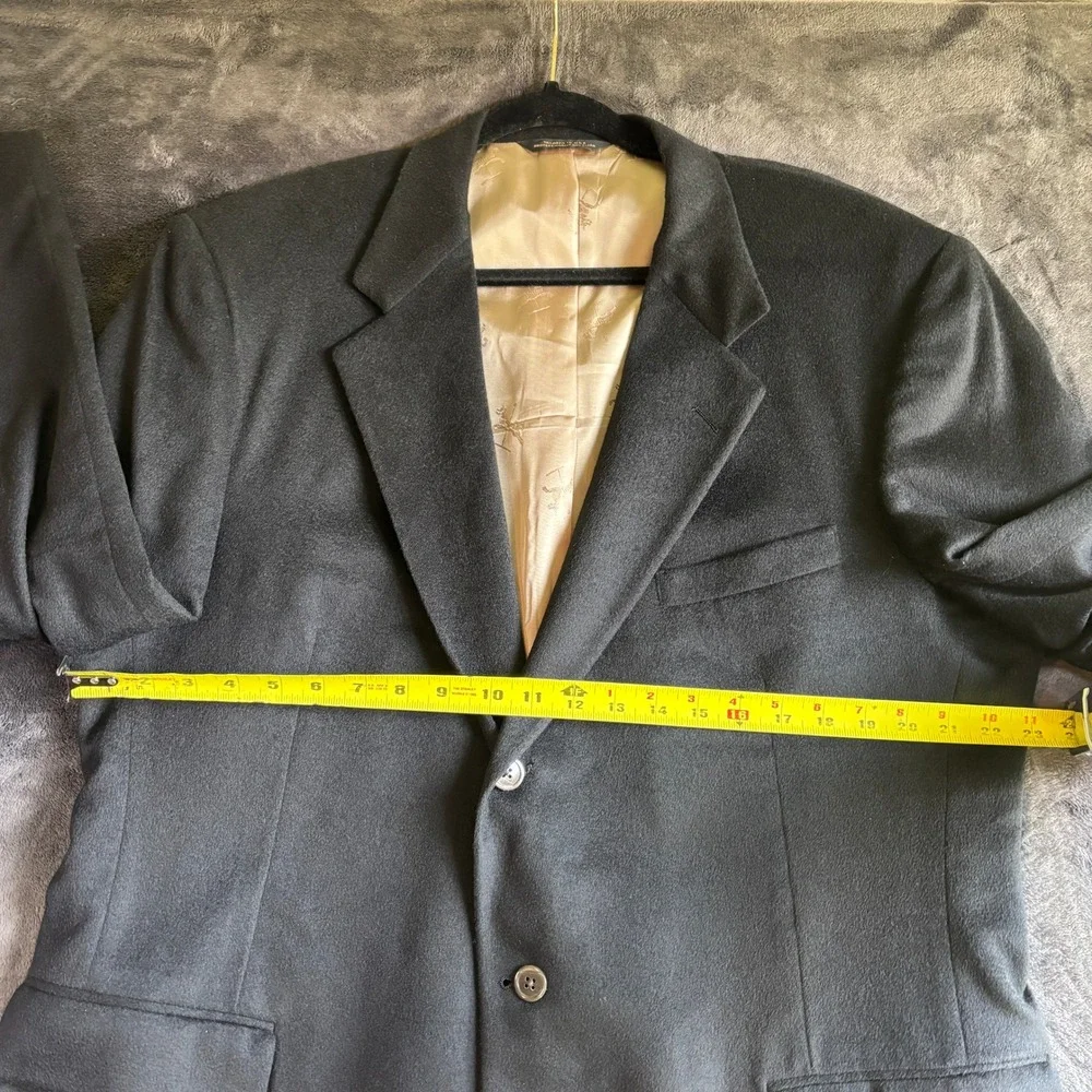 Old School Bespoke Mens Wool Cashmere Bland Blazer Sport Coat Black 46R